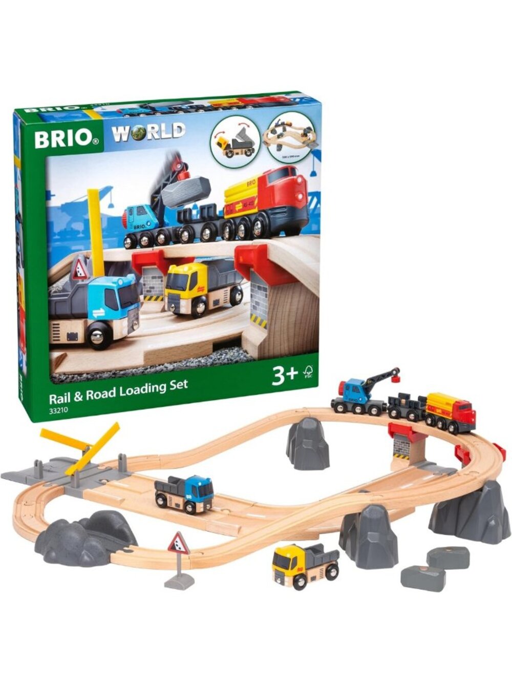 32-Piece Wooden Train & Road Set with Crane, Flatbed, Tracks - Eco-Friendly Fun